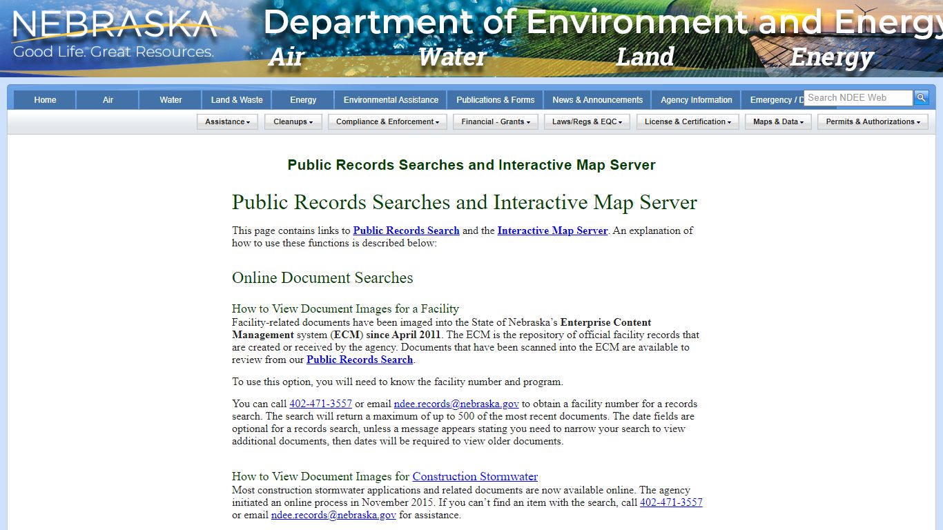 Public Records Searches and Interactive Map Server - Nebraska