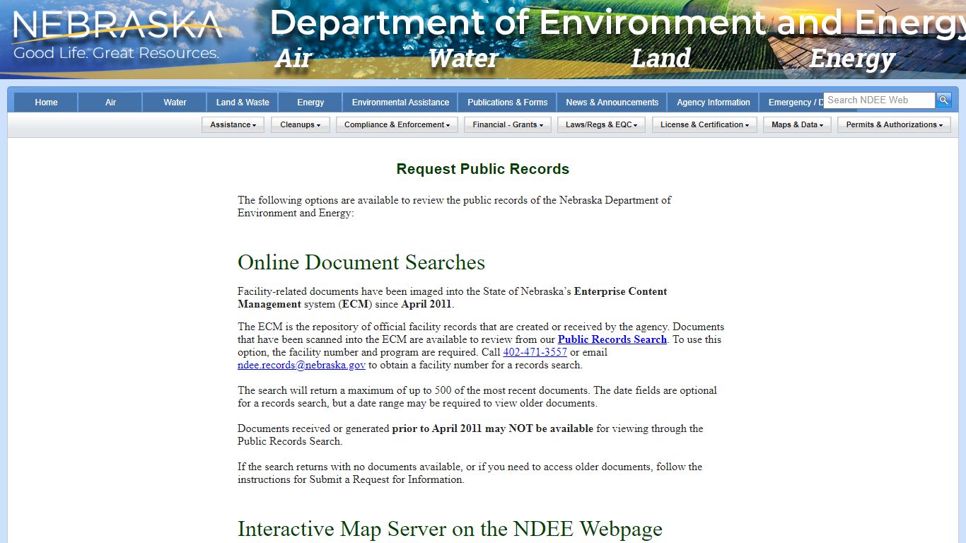 Request Public Records - Nebraska DEE